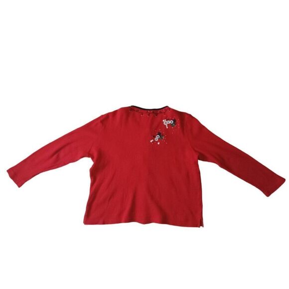 Susan Bristol Vintage Waffle Knit Button Snowmen Cardigan Women's Size Medium - Picture 2 of 12